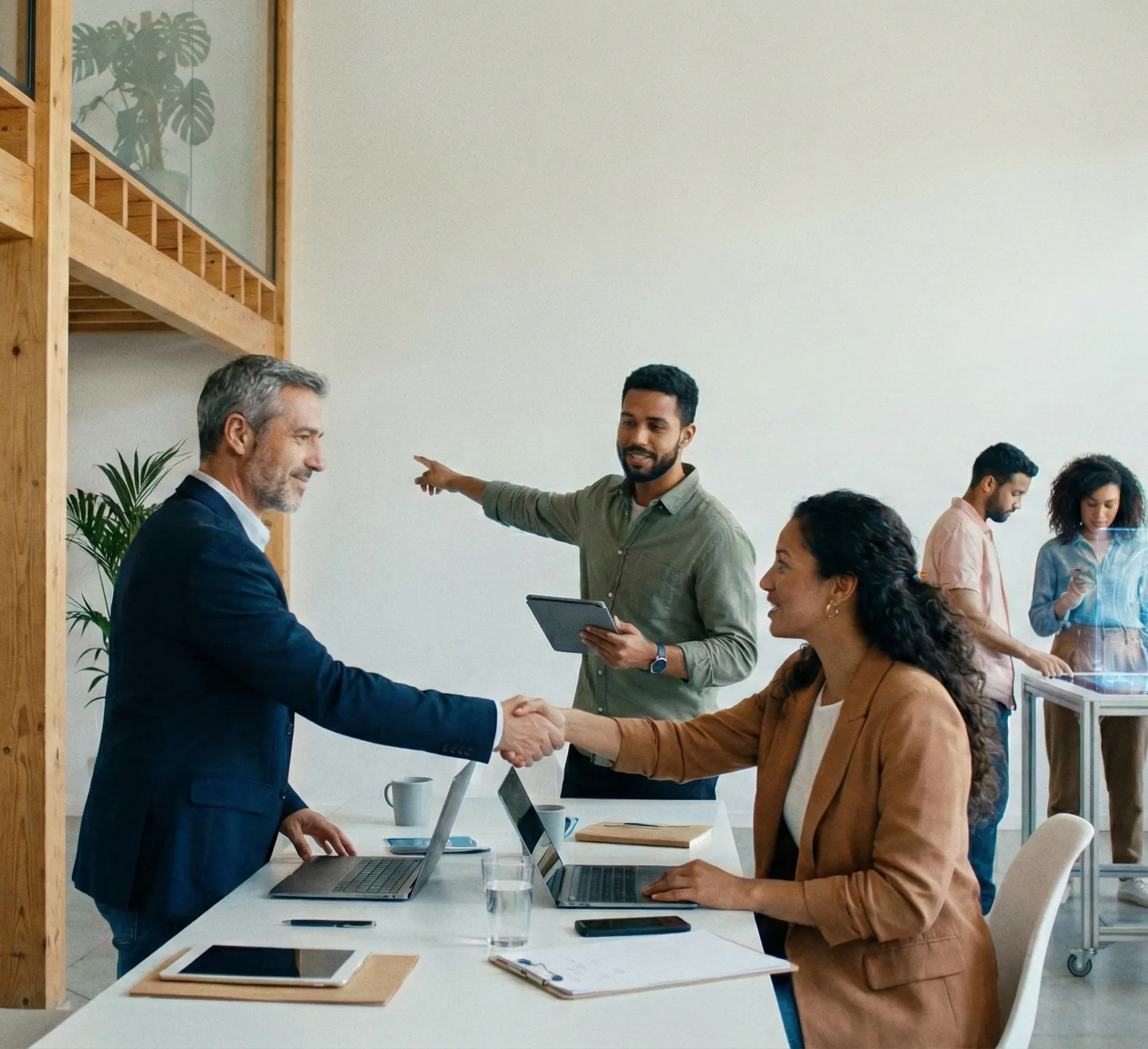 Pessoas se conhecendo em contexto de negócios